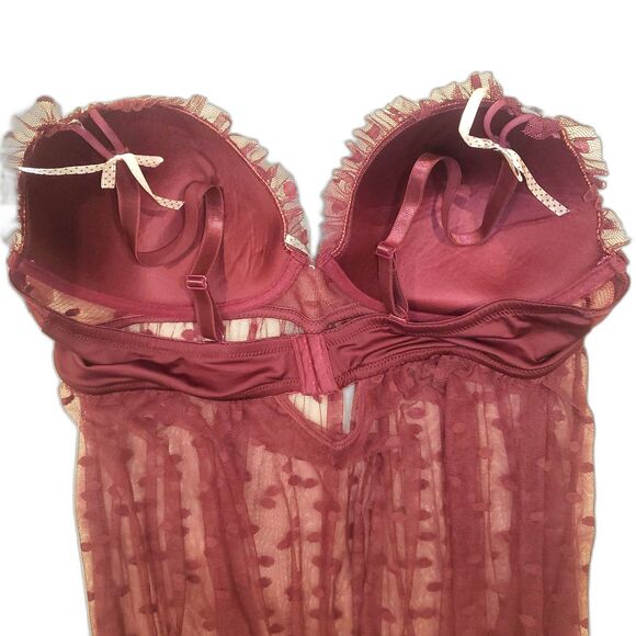 NWT VELVET KITTEN Babydoll nightgown Sz 2XL. Plus Size. Deep Plum/Purple. Bra - Picture 2 of 7